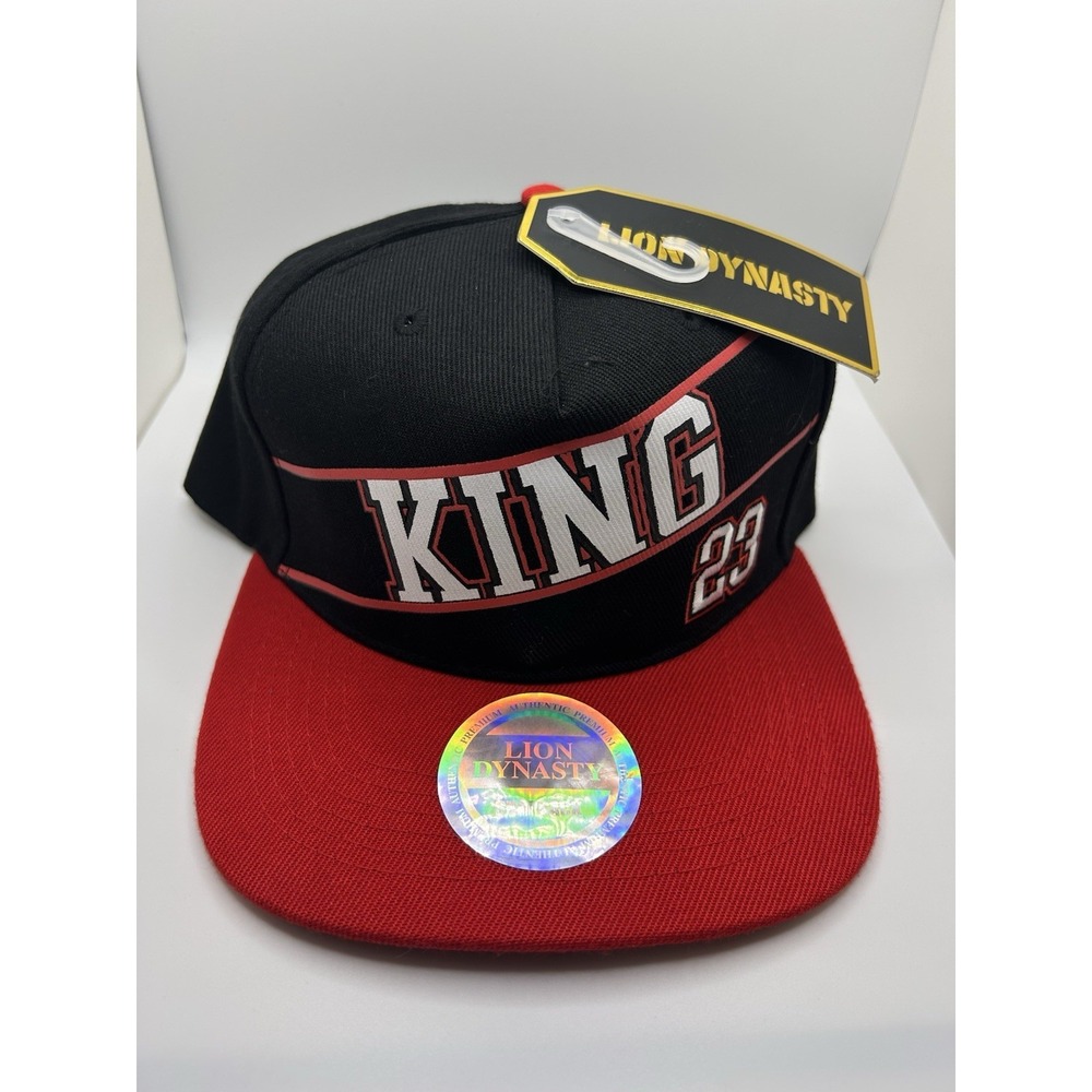 Lion Dynasty Snapback Hat Cap Jordan King 23 Red Black Adjustable Mens OSFA